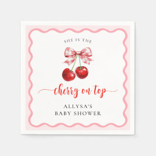 Coquette Cherry Op Top Wavy Cherry Baby shower Servet