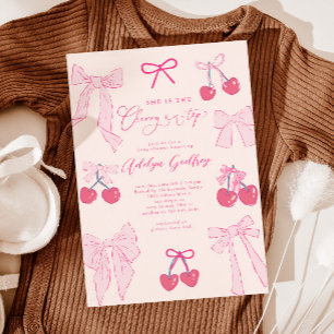 Coquette Cherry op uitnodiging voor Baby shower