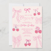 Coquette Cherry op uitnodiging voor Baby shower (Voorkant)