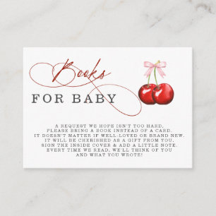 Coquette Cherry Pink Bow Baby shower Boek Verzoek Informatiekaartje