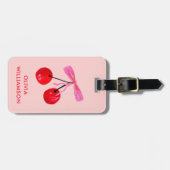 Coquette Cherry & Pink Bow Bagagelabel (Voorkant horizontaal)