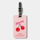 Coquette Cherry & Pink Bow Bagagelabel (Voorkant verticaal)