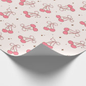 Coquette Cherry Pink Bow Girly Wrapping Paper Roll Cadeaupapier (Hoek)