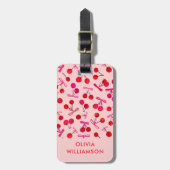 Coquette Cherry & Pink Bow patroon Bagagelabel (Voorkant verticaal)
