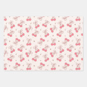 Coquette Cherry Pink Bow Wrapping Paper Sheet Set (Voorkant)