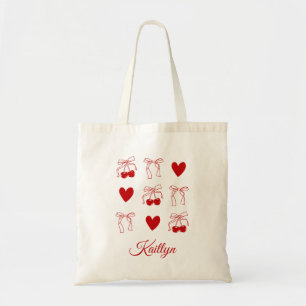 Coquette Cherry Red Bow Bachelorette Party Tas