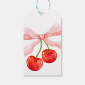 Coquette Cherry Ribbon roze Valentijnsdag Cadeaulabel (Voorkant)