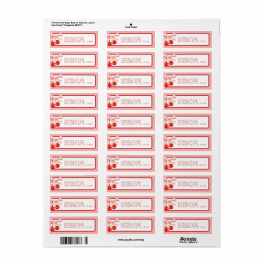 Coquette Cherry Roze & Rood retouradres Etiket (Full Sheet)