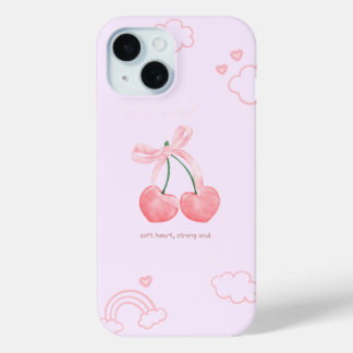Coquette Cherry Schattige Roze Bow iPhone 15 Case