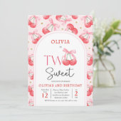 Coquette Cherry Twee Lief 2e Verjaardagsfeest Kaart (Staand voorkant)