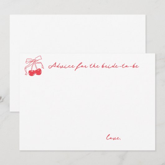Coquette Cherry Vrijgezellenfeest Advieskaart (Voorkant / Achterkant)