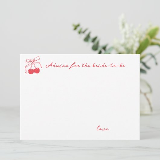 Coquette Cherry Vrijgezellenfeest Advieskaart (Staand voorkant)