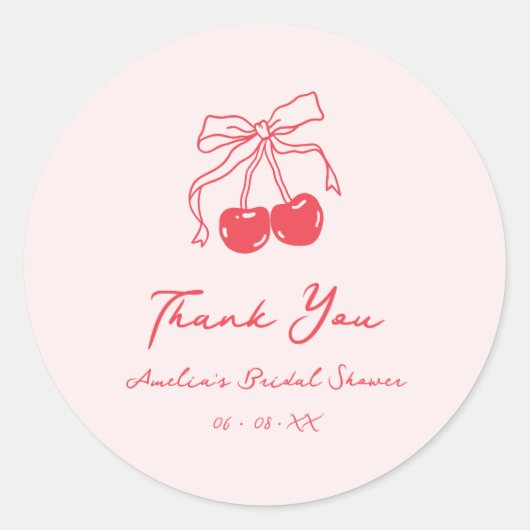 Coquette Cherry Vrijgezellenfeest Dank je wel Ronde Sticker (Voorkant)