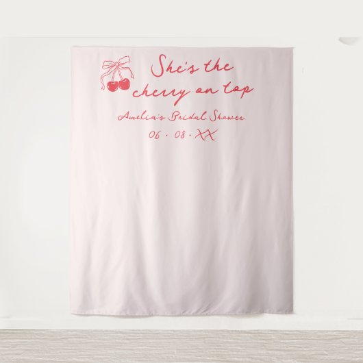 Coquette Cherry Vrijgezellenfeest Foto Achtergrond Wandkleed (Voorkant)