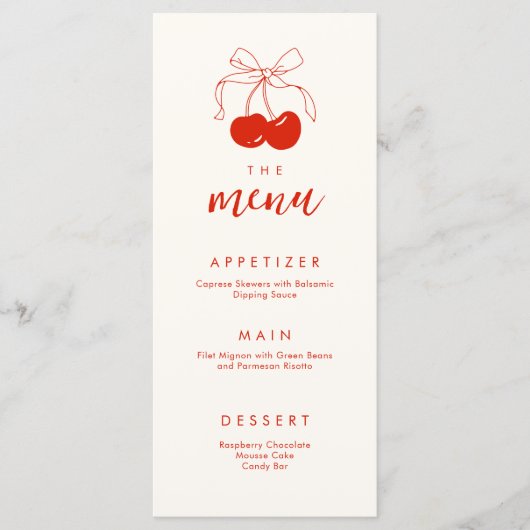 Coquette Cherry Vrijgezellenfeest Menu (Voorkant)