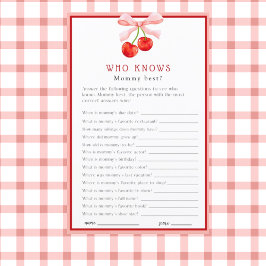Coquette Cherry Wie weet Baby shower spel