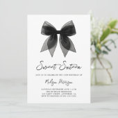 Coquette Chic Minimal Black Bow Sweet 16 Birthday Kaart (Staand voorkant)