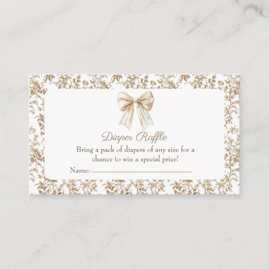 Coquette Chinoiserie Baby shower Luier Raffle Informatiekaartje (Voorkant)
