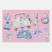 Coquette Chinoiserie Kerstillustraties Inpakpapier Vel (Voorkant)