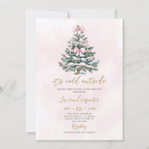 Coquette Christmas Baby shower Girl Kaart