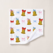 Coquette Christmas Bells en Bows Preppy Classic Bad Handdoek (Wasdoekje)