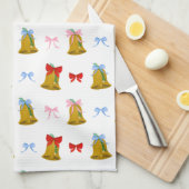 Coquette Christmas Bells en Bows Preppy Classic Theedoek (Quarter Fold)