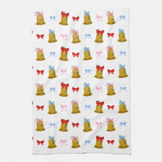 Coquette Christmas Bells en Bows Preppy Classic Theedoek (Verticaal)