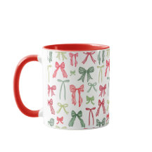 Coquette Christmas Bows Mug – Vintage Red & Green