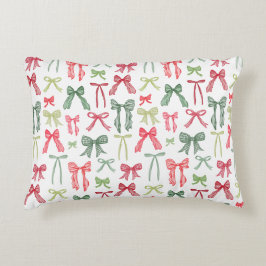 Coquette Christmas Bows Pillow Sleeve Red Green Accent Kussen