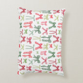 Coquette Christmas Bows Pillow Sleeve Red Green Accent Kussen (Achterkant (Verticaal))