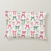 Coquette Christmas Bows Pillow Sleeve Red Green Accent Kussen (Achterkant)