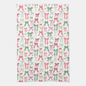 Coquette Christmas Bows Red Green Kitchen Towels Theedoek (Verticaal)