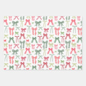 Coquette Christmas Bows Wrapping Paper – Red & Gre (Voorkant 2)