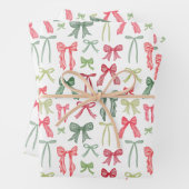 Coquette Christmas Bows Wrapping Paper – Red & Gre (In situ)