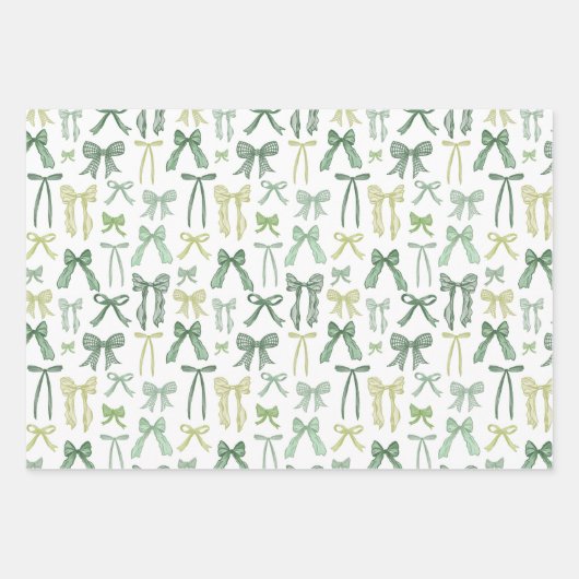 Coquette Christmas Bows Wrapping Paper Red & Green (Voorkant 2)