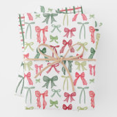 Coquette Christmas Bows Wrapping Paper Red & Green (In situ)