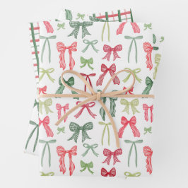 Coquette Christmas Bows Wrapping Paper Red & Green