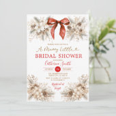 Coquette Christmas Bridal Shower Invitation Kaart (Staand voorkant)