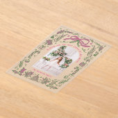 Coquette Christmas Familie Foto Roze Groene Doodle Acryl Uitnodigingen (Laagn)