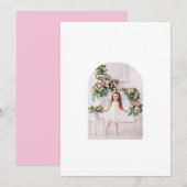 Coquette Christmas Familie Foto Roze Groene Doodle Feestdagenkaart (Voorkant / Achterkant)