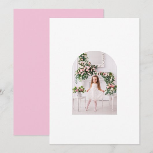 Coquette Christmas Familie Foto Roze Groene Doodle Feestdagenkaart (Voorkant / Achterkant)