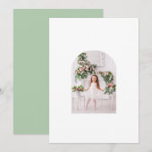 Coquette Christmas Familie Foto Roze Groene Doodle Feestdagenkaart (Voorkant / Achterkant)