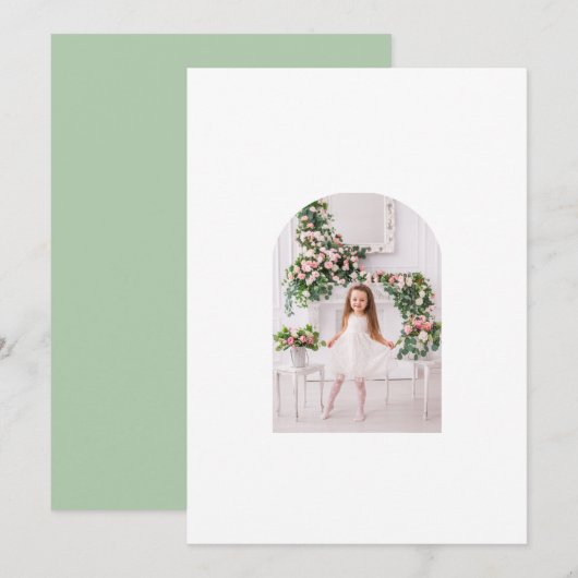 Coquette Christmas Familie Foto Roze Groene Doodle Feestdagenkaart (Voorkant / Achterkant)