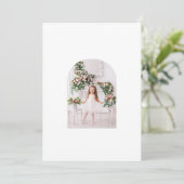 Coquette Christmas Familie Foto Roze Groene Doodle Feestdagenkaart (Staand voorkant)