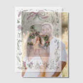 Coquette Christmas Familie Foto Roze Groene Doodle Vellum Uitnodigingen (Offset (Koppel))