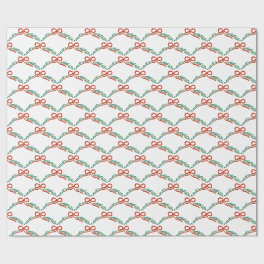 Coquette Christmas Garland Scalloped Doodle Cadeaupapier (Vlak)