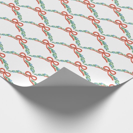 Coquette Christmas Garland Scalloped Doodle Cadeaupapier (Hoek)