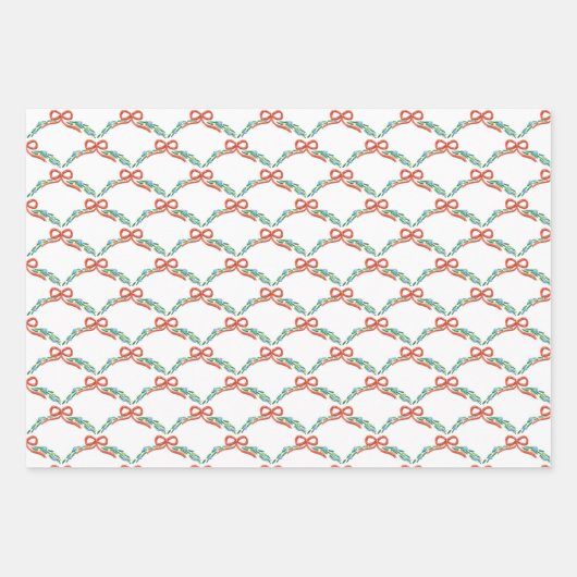 Coquette Christmas Garland Scalloped Doodle Inpakpapier Vel (Voorkant 3)