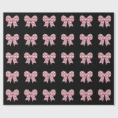 Coquette Christmas Pink Bow Santa  Retro Cadeaupapier (Vlak)
