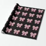 Coquette Christmas Pink Bow Santa  Retro Cadeaupapier<br><div class="desc">Coquette Christmas Pink Bow Santa  Retro Xmas</div>